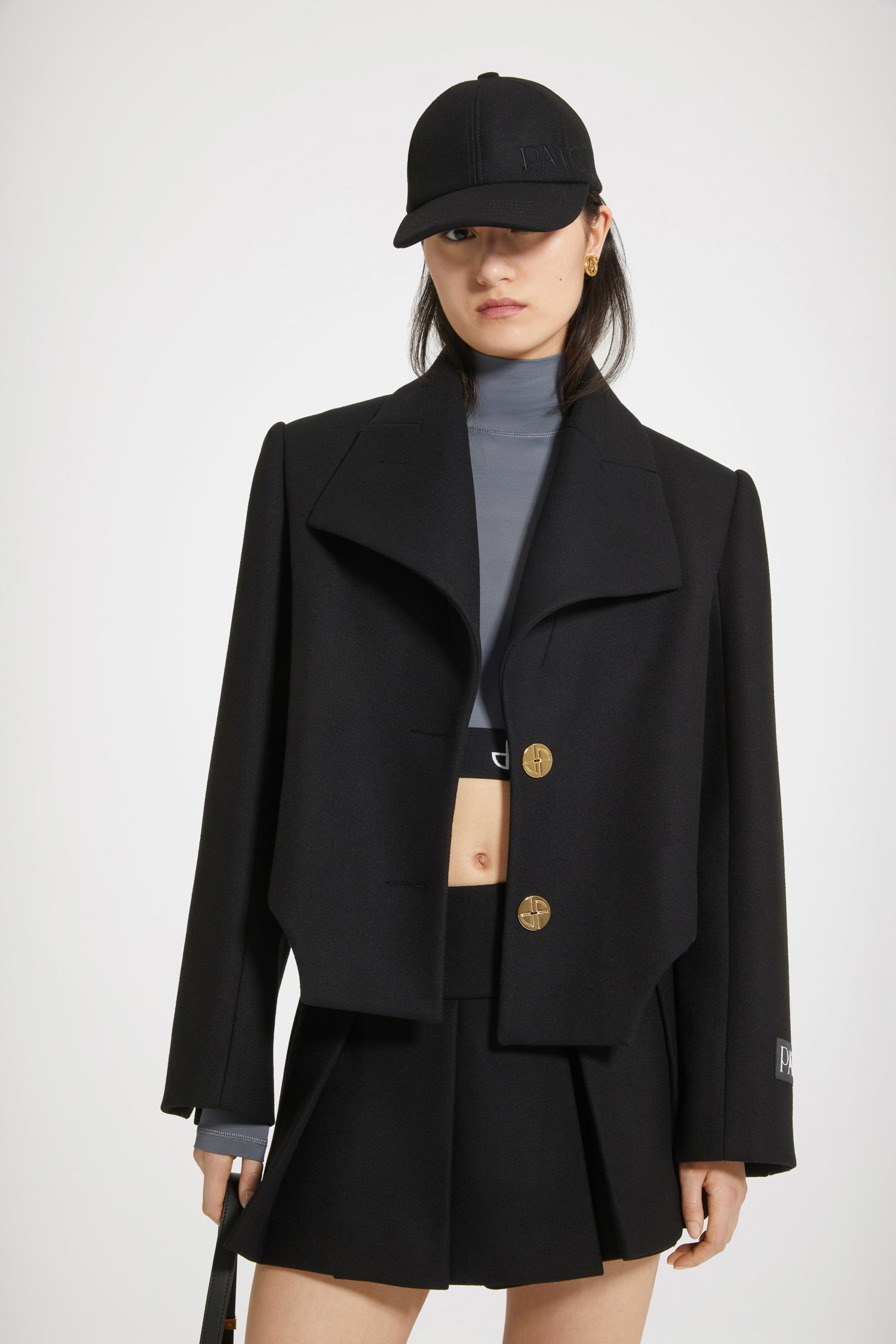 Veste courte à découpes en feutre de laine mélangée