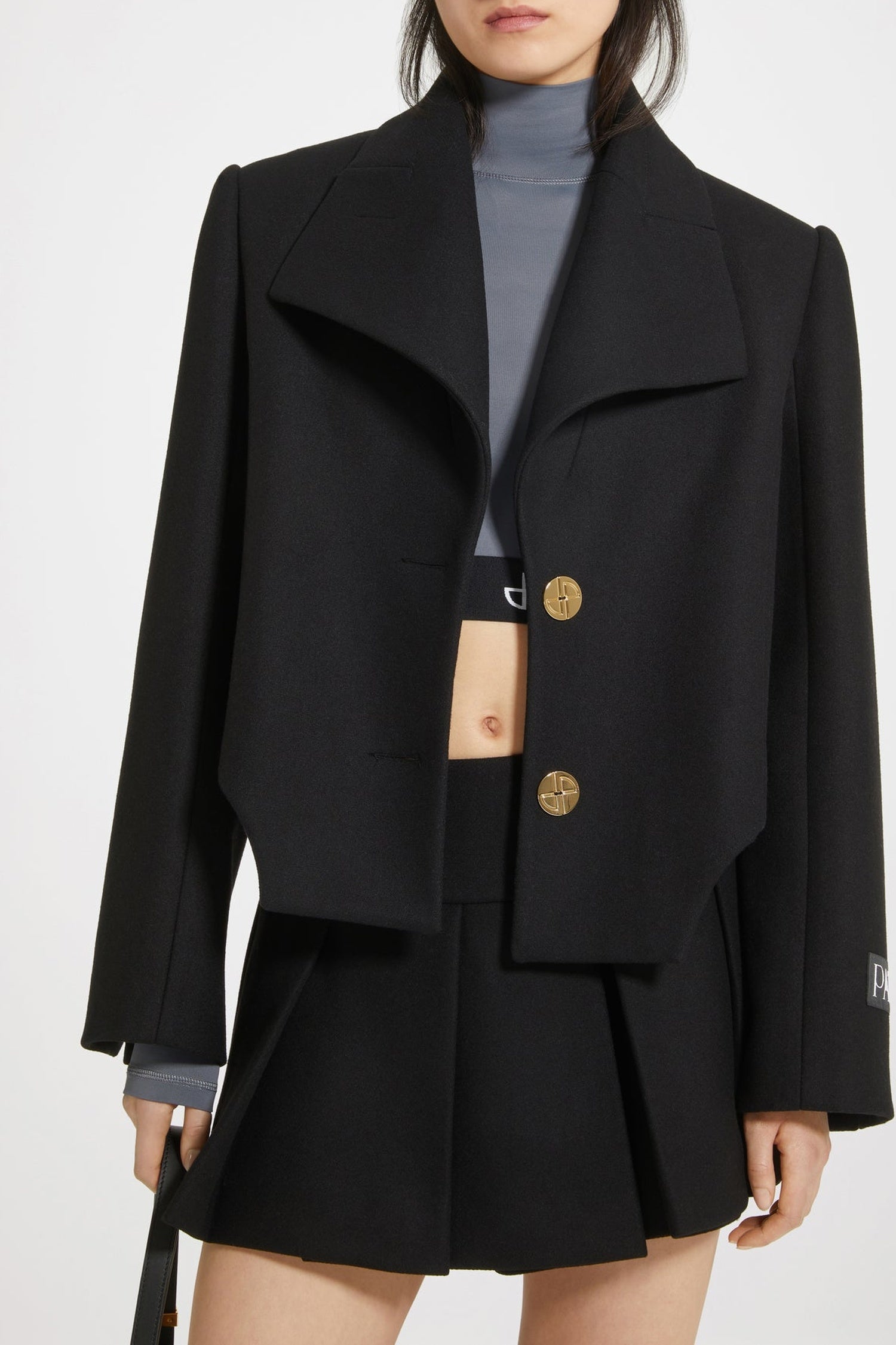 Veste courte à découpes en feutre de laine mélangée