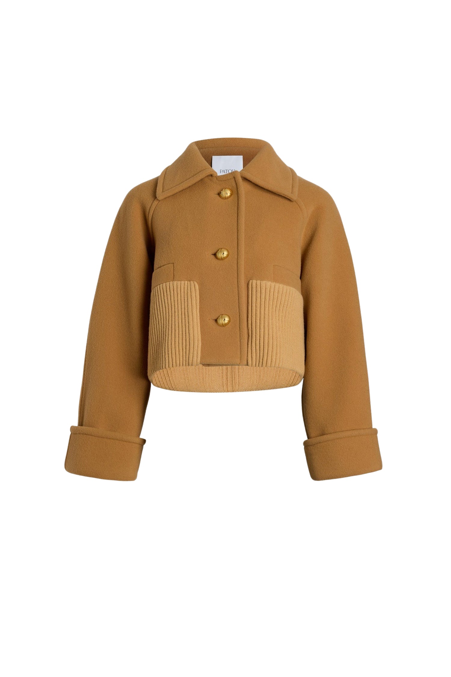 Manteau court côtelé en laine et cachemire - Biscuit