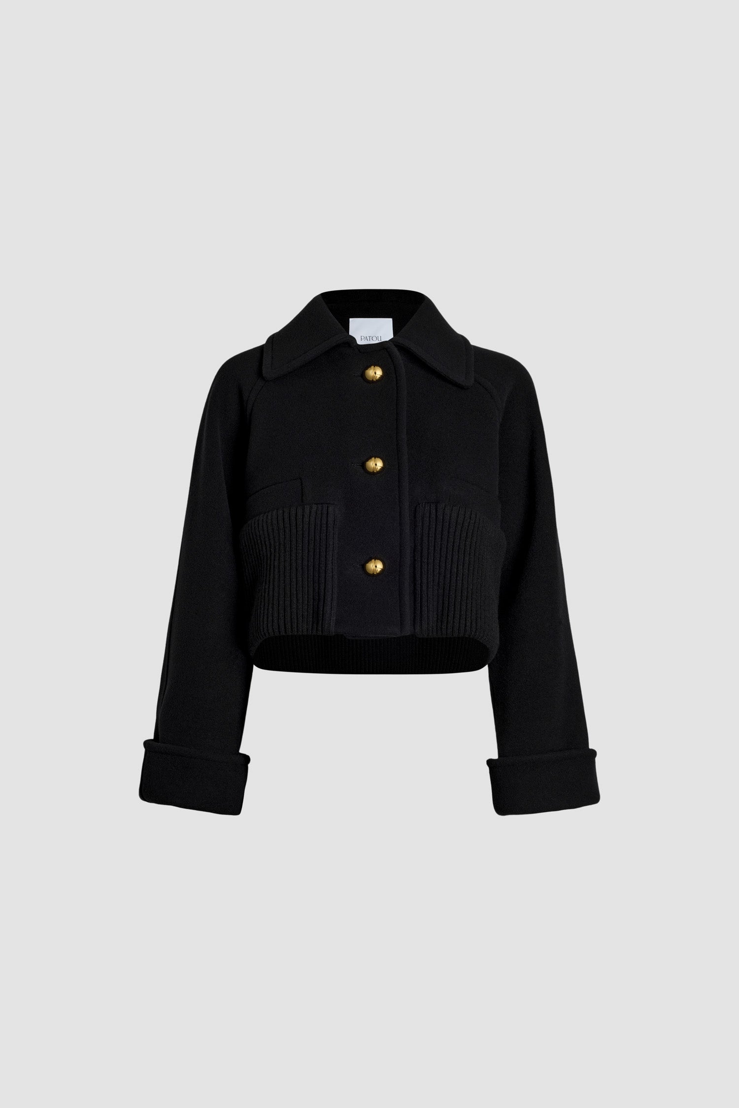 Manteau court à orlet côtelé en laine et cachemire