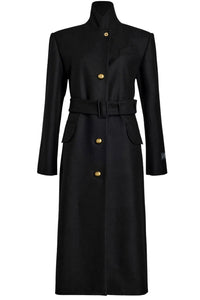 Black / Manteau droit en laine et cachemire éco-responsable