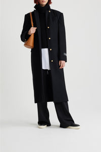 Black / Manteau droit en laine et cachemire éco-responsable