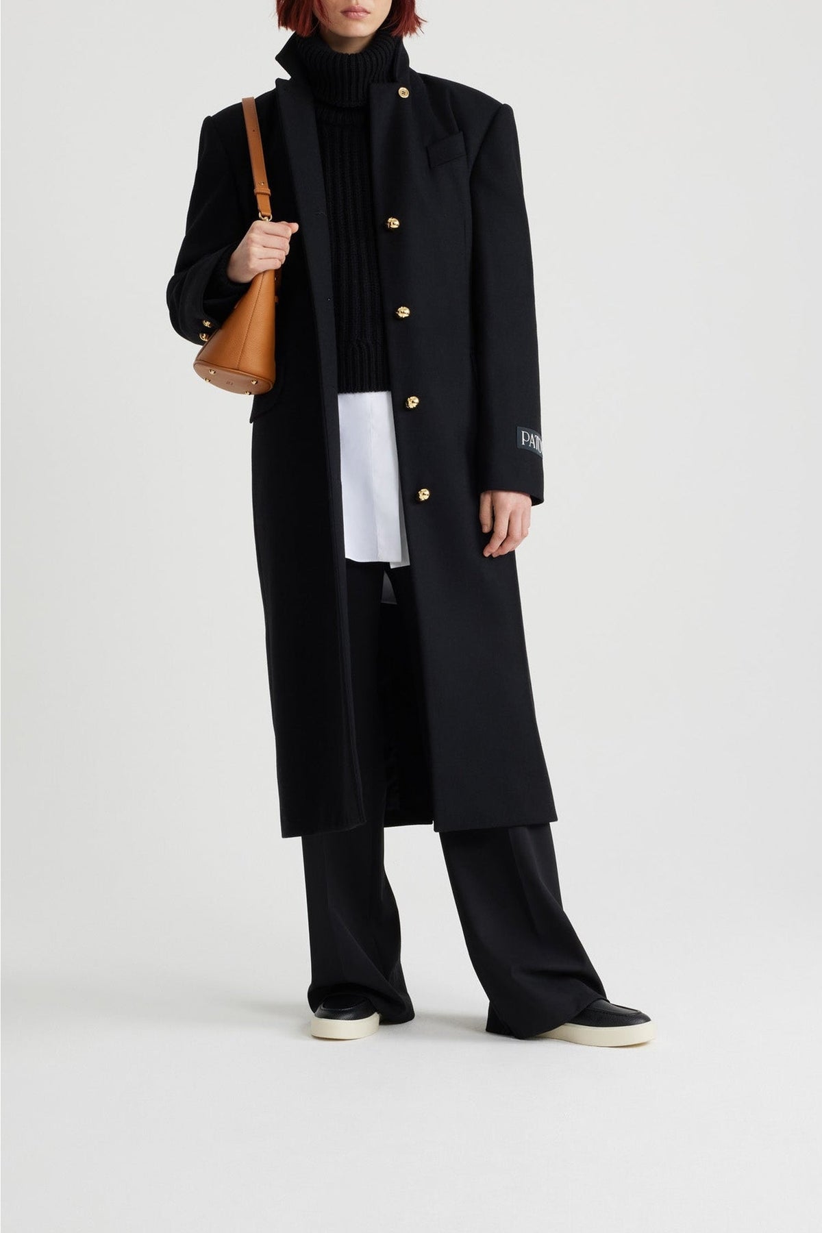 Black / Manteau droit en laine et cachemire éco-responsable