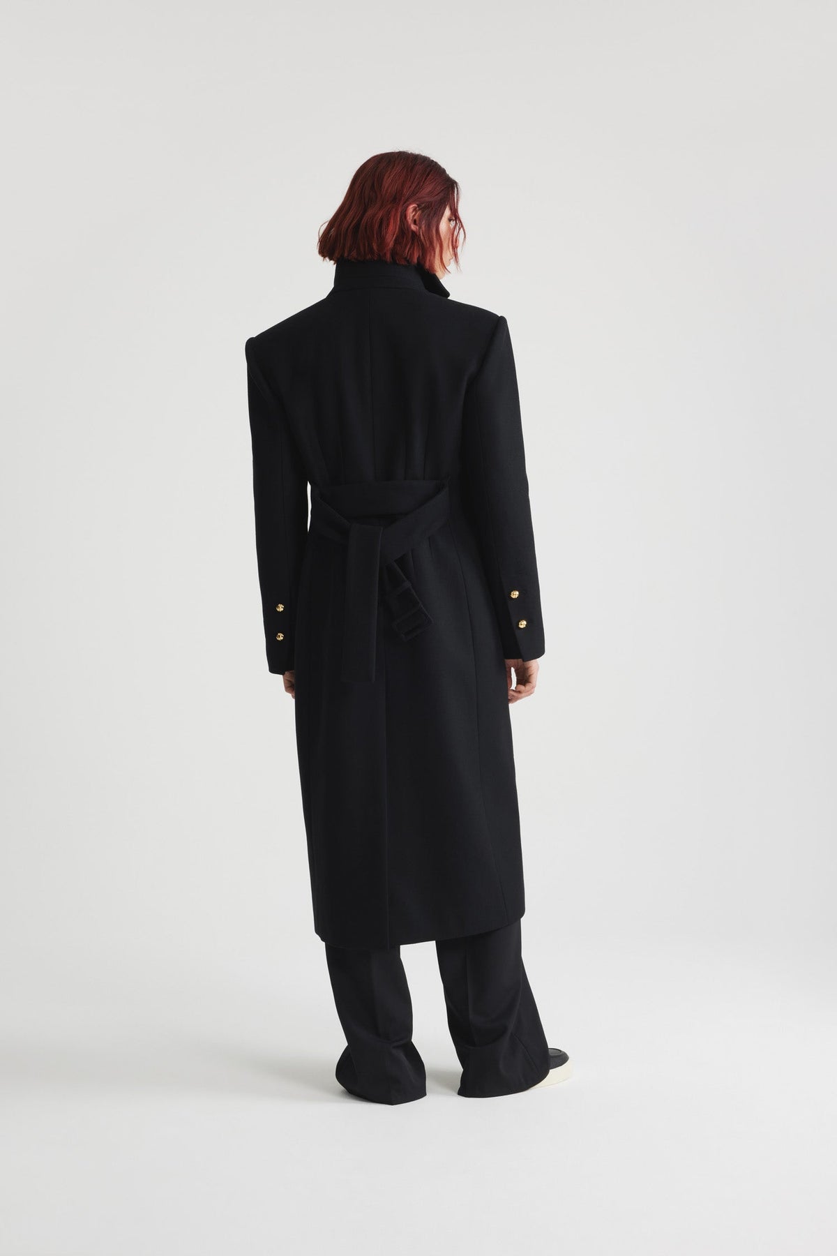 Black / Manteau droit en laine et cachemire éco-responsable