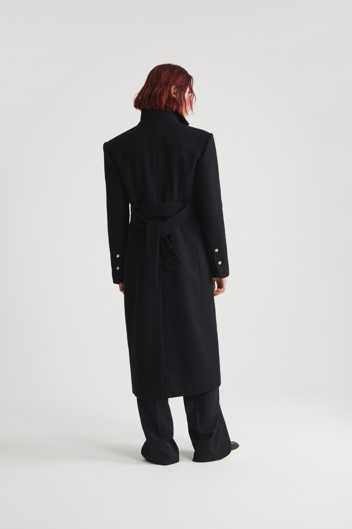 Manteau droit en laine et cachemire - Noir