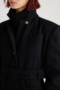 Black / Manteau droit en laine et cachemire éco-responsable