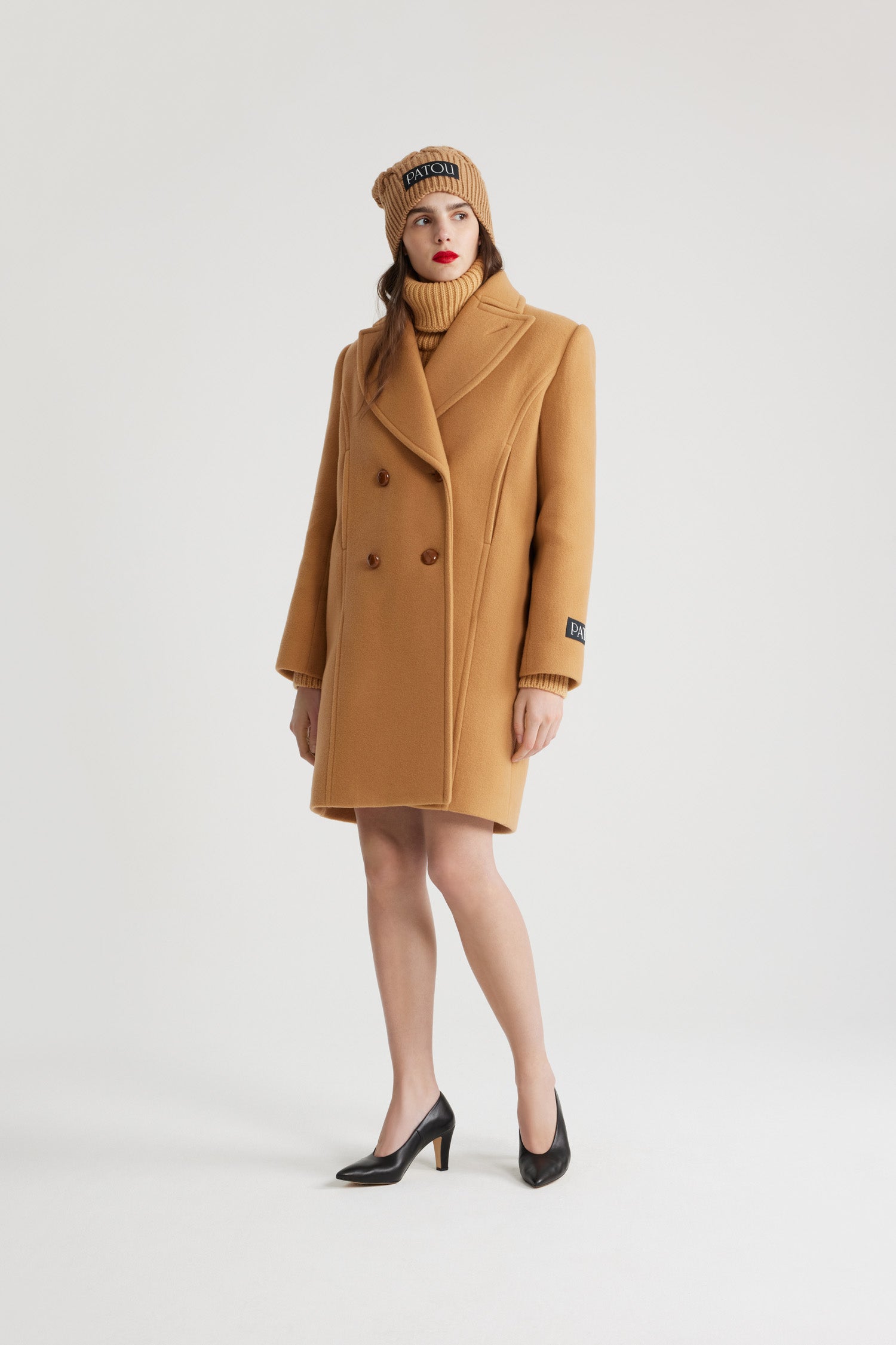 Manteau croisé en laine et cachemire
