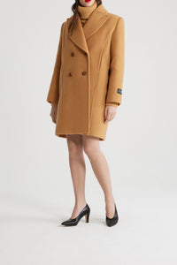Manteau croisé en laine et cachemire