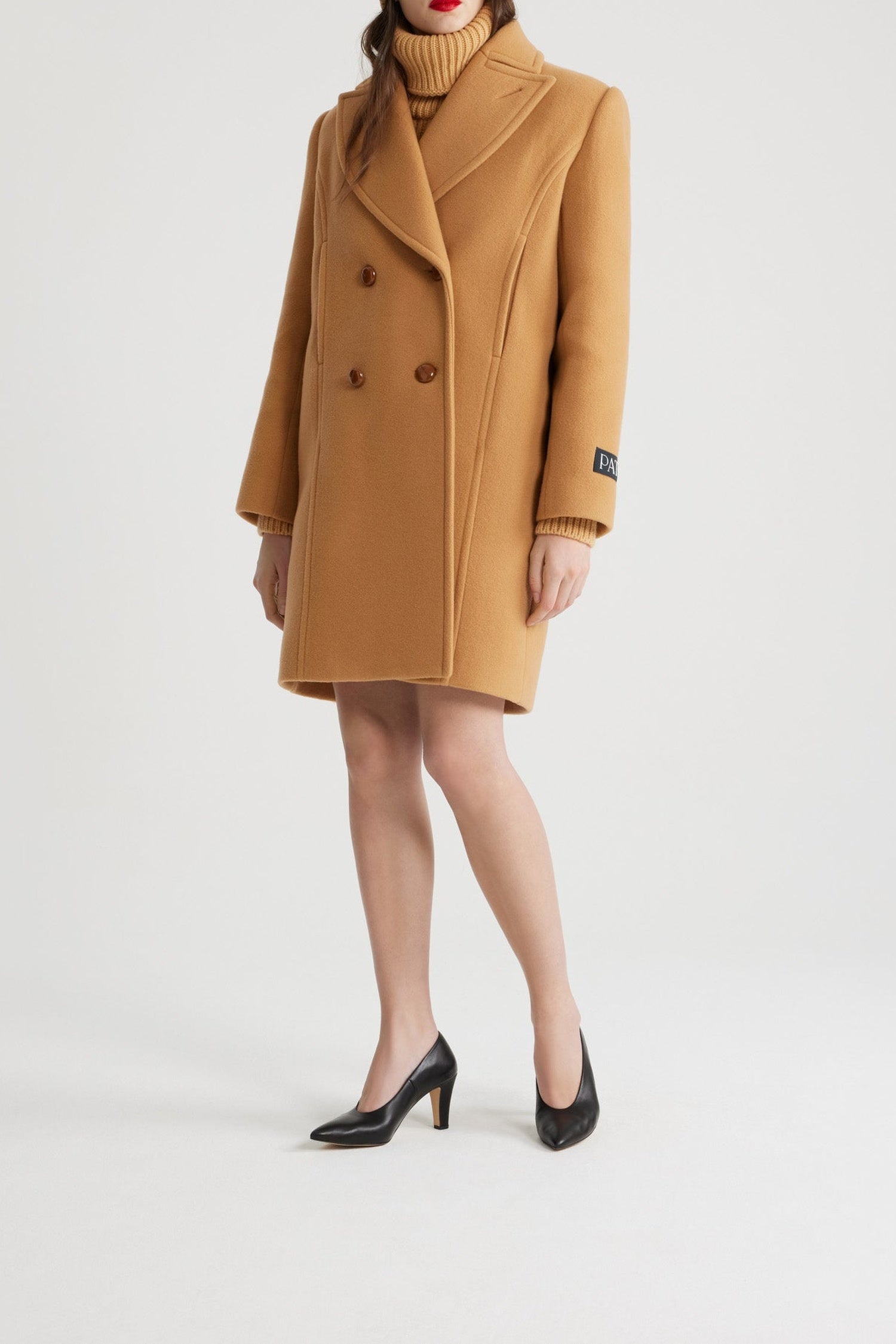 Manteau croisé en laine et cachemire