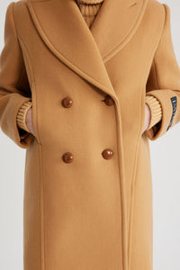 Manteau croisé en laine et cachemire - Biscuit
