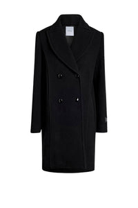 Manteau croisé en laine et cachemire - Noir