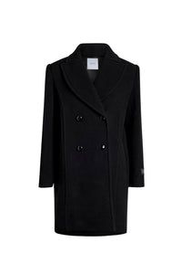 Black / Manteau croisé en laine et cachemire