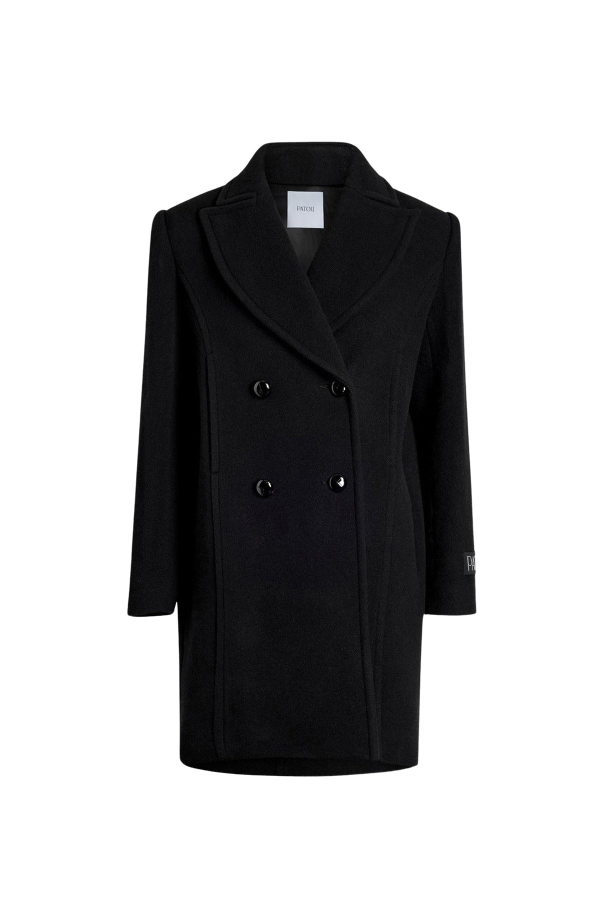Black / Manteau croisé en laine et cachemire
