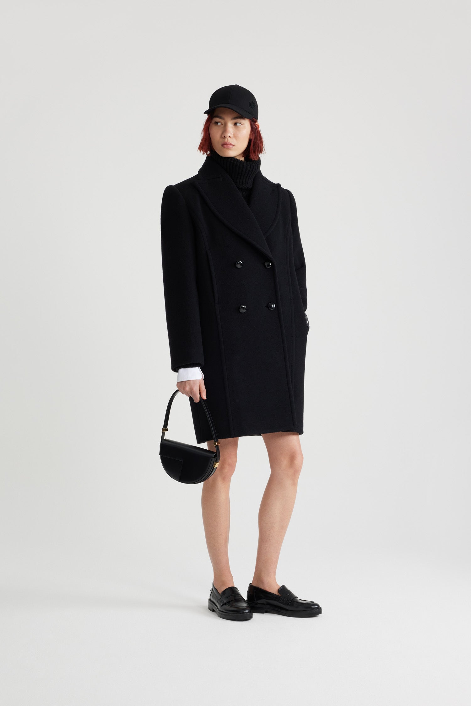 Manteau croisé en laine et cachemire
