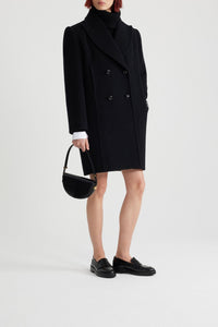 Black / Manteau croisé en laine et cachemire
