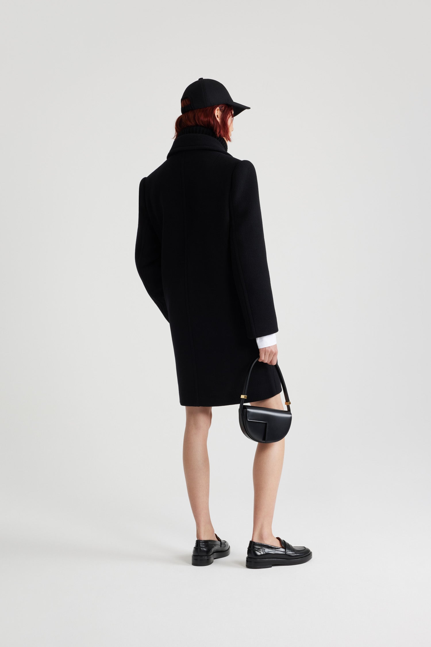 Manteau croisé en laine et cachemire - Noir