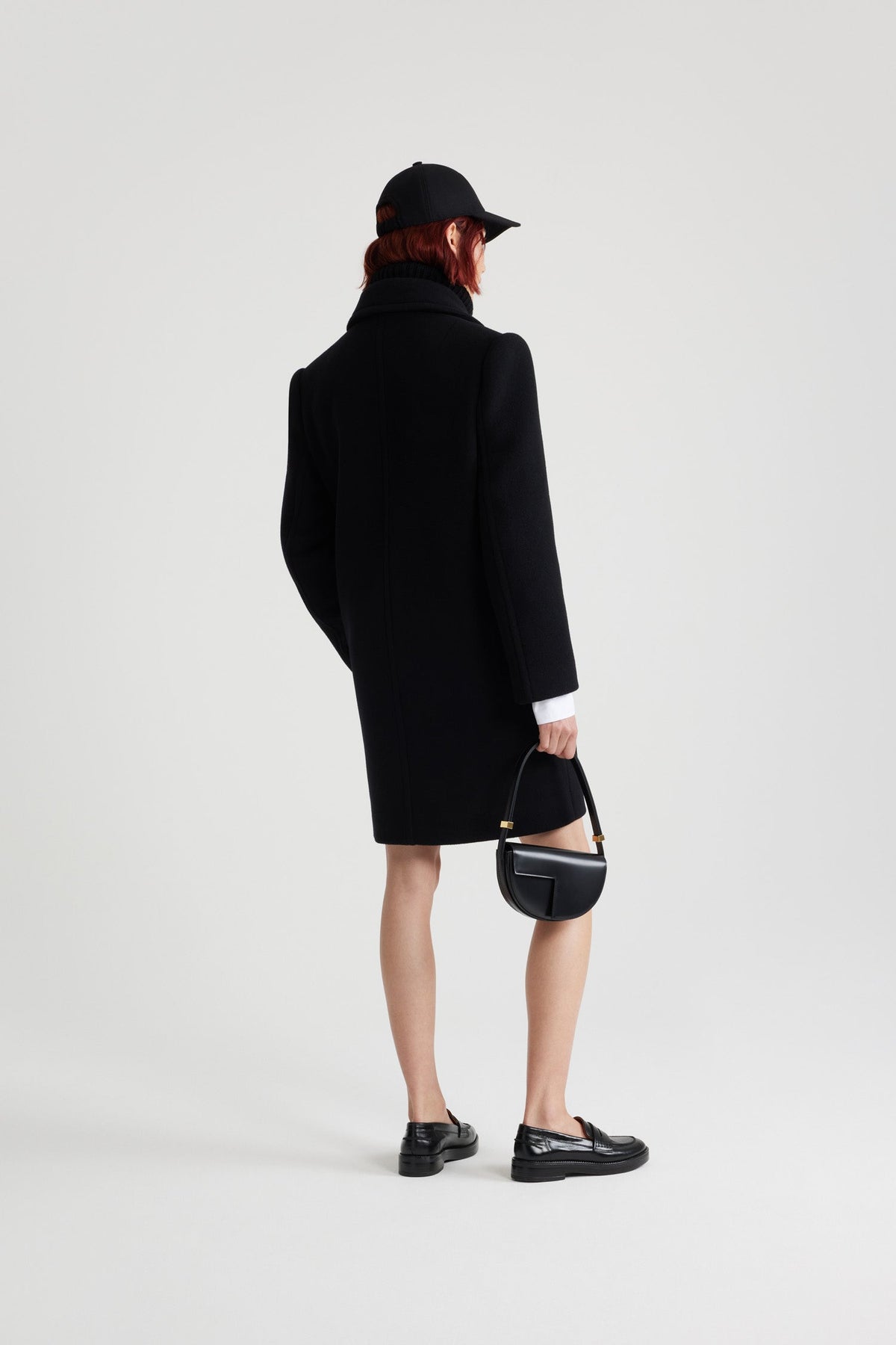 Black / Manteau croisé en laine et cachemire