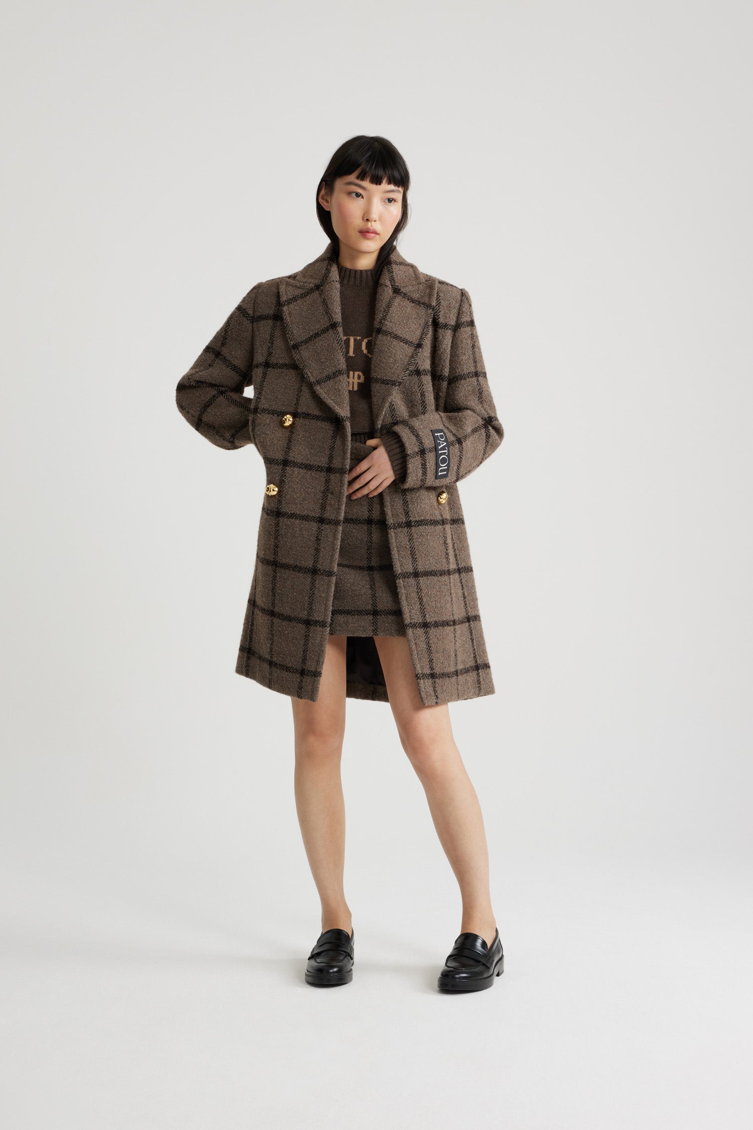 Manteau croisé en mélange de laine recyclée