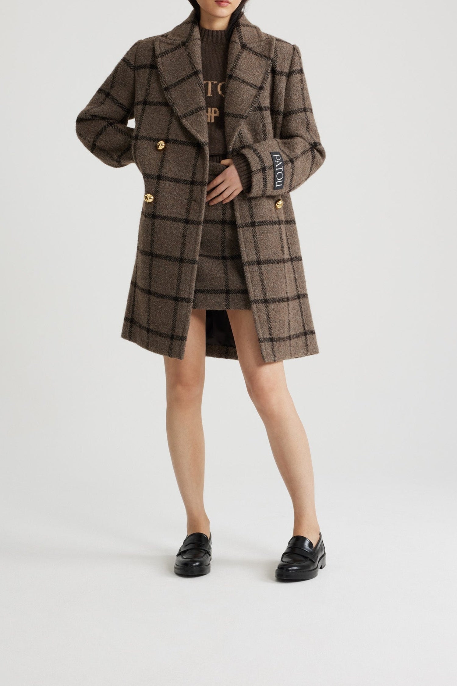 Manteau croisé en mélange de laine recyclée