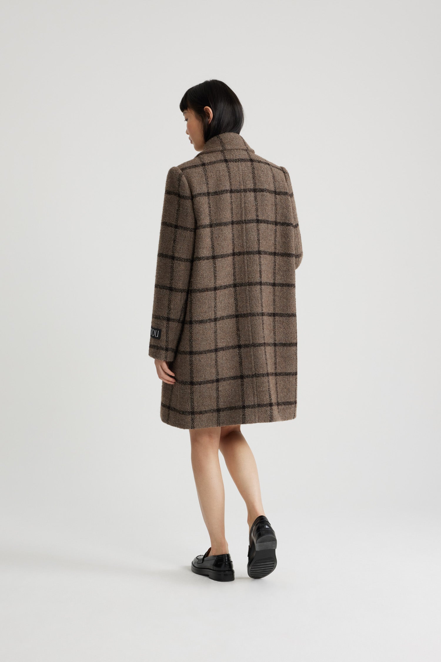 Manteau croisé en laine - Carreaux