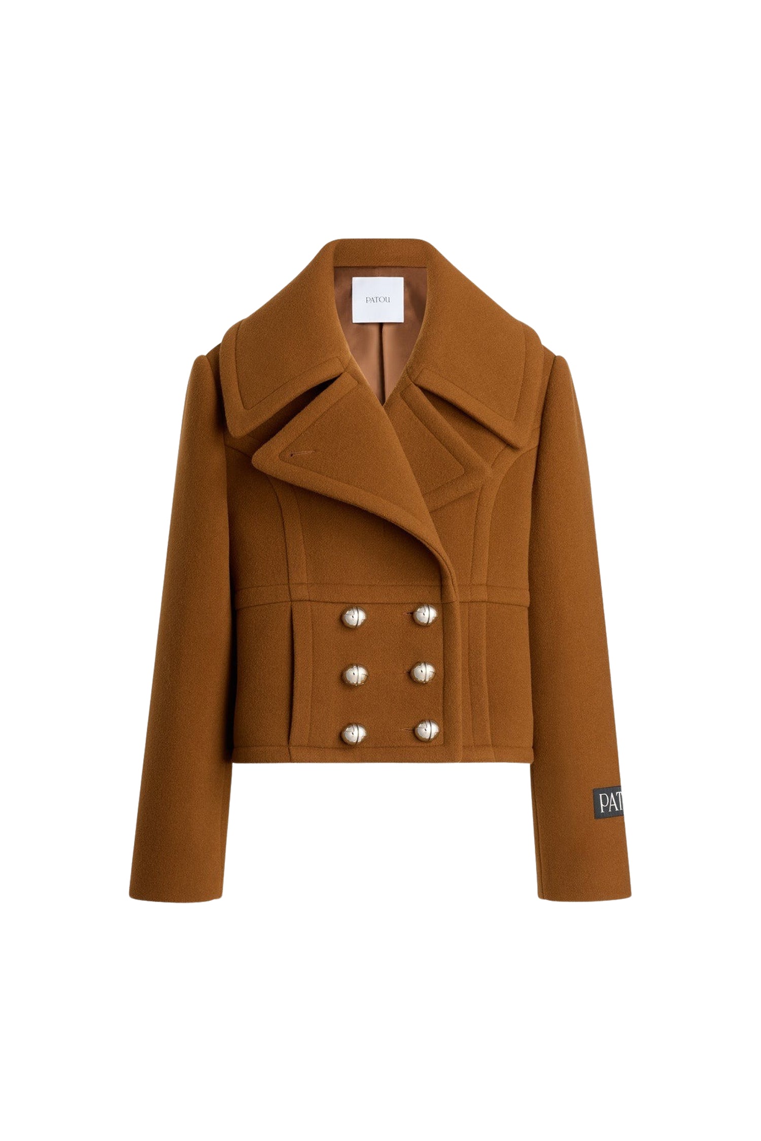 Manteau court croisé en laine - Mahogany