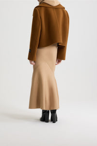 Manteau court croisé en laine - Mahogany
