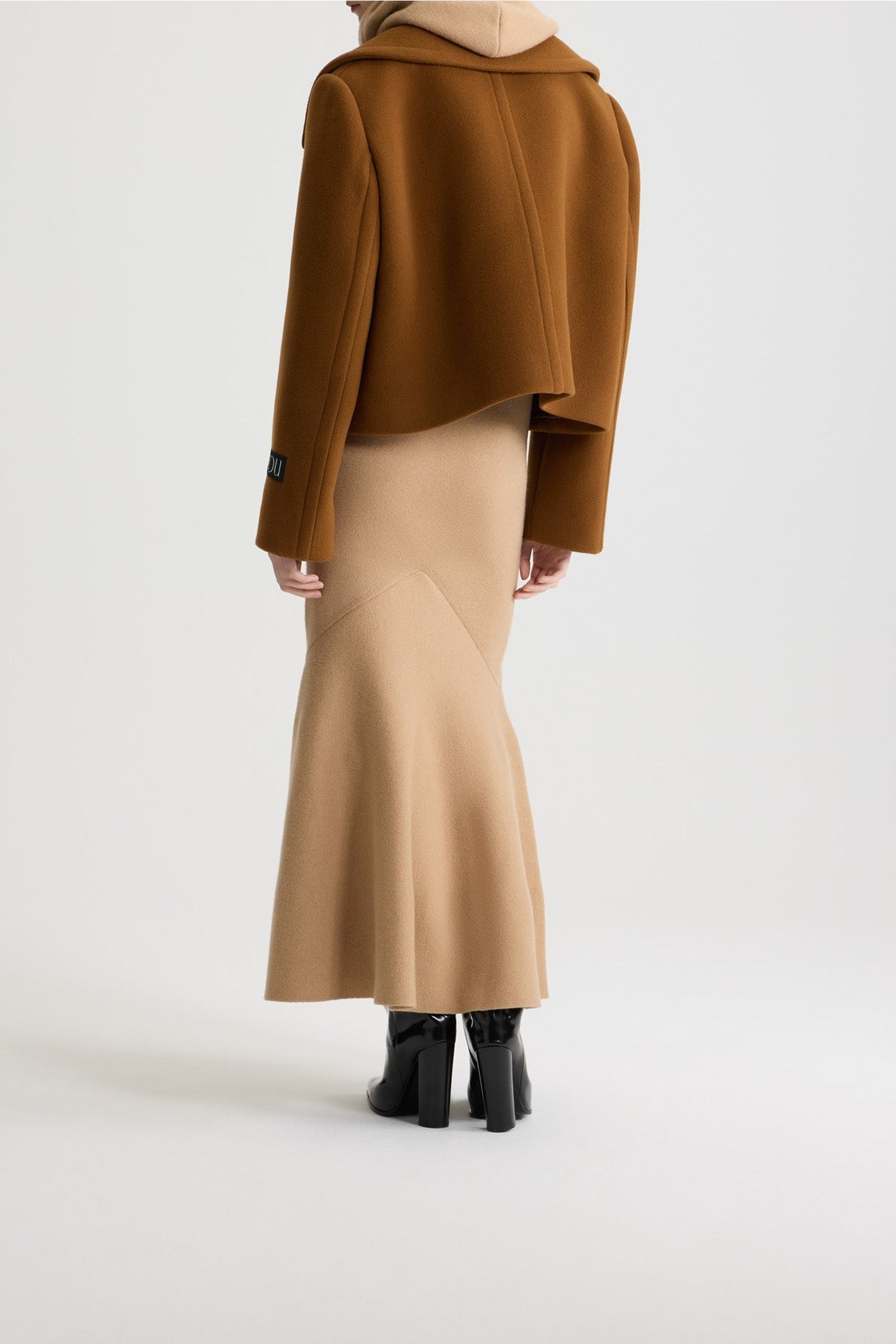 Manteau court croisé en laine - Mahogany