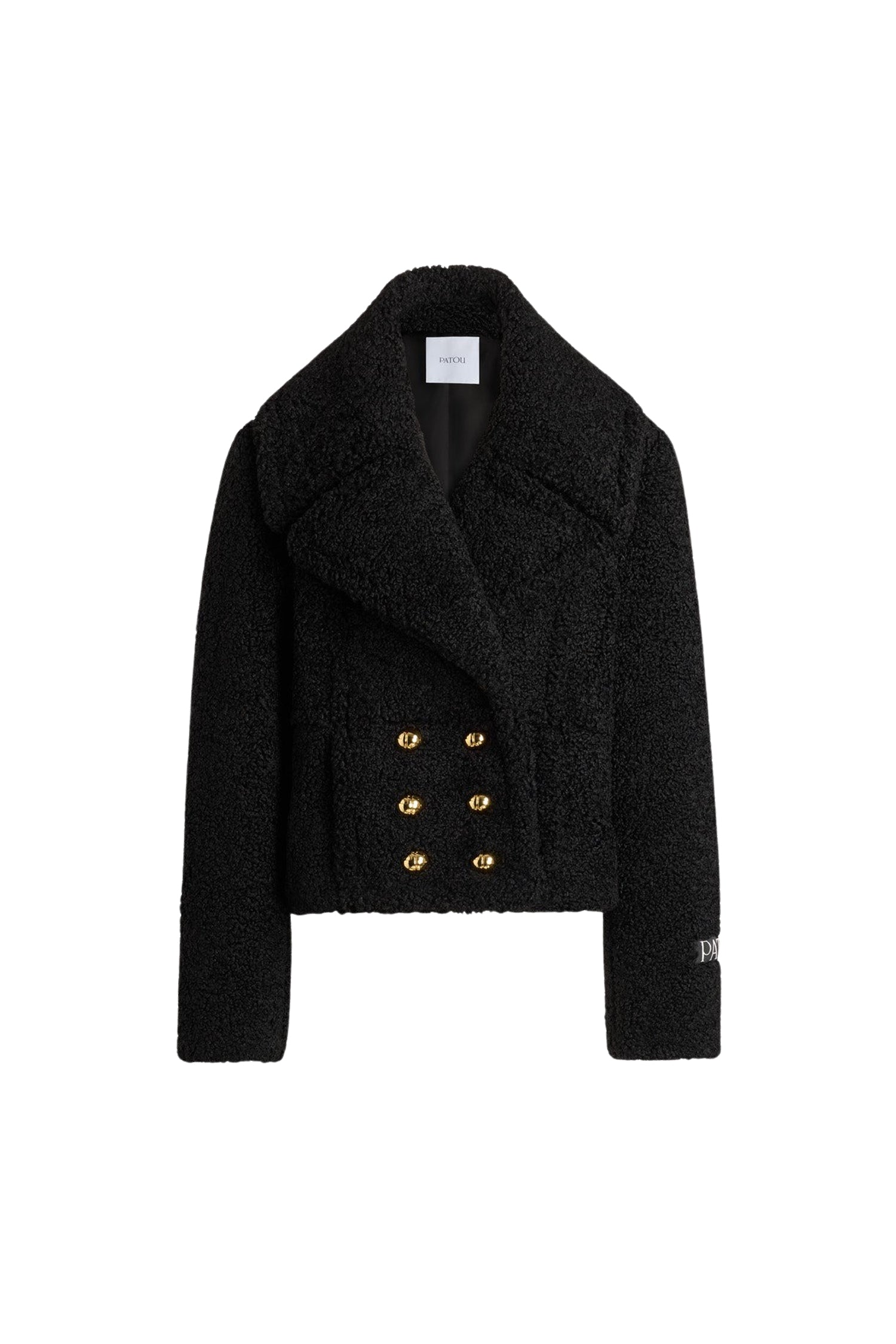 Manteau court croisé effet bouclé - Noir
