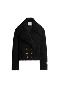 Black / Manteau court croisé en fausse fourrure recyclée