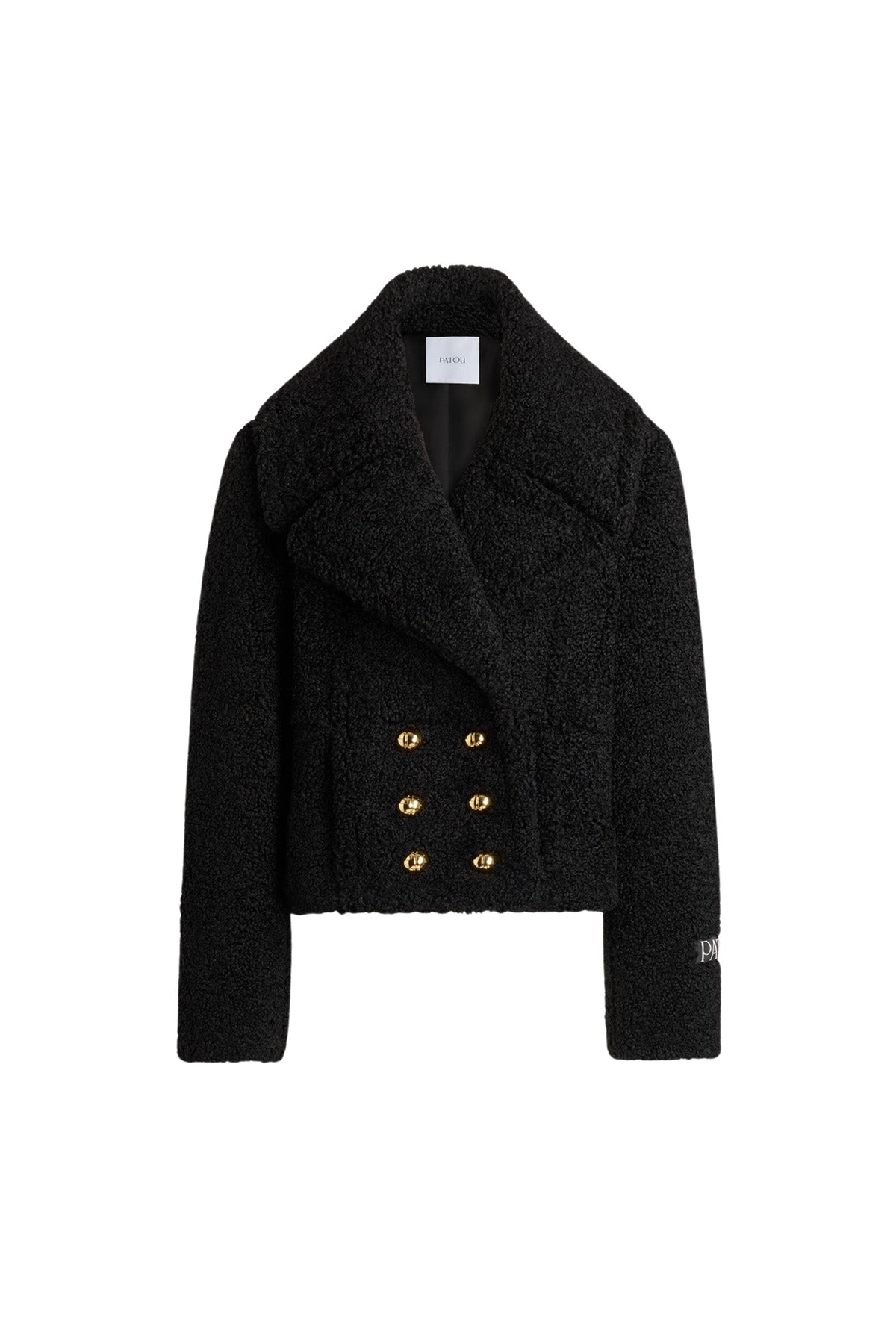 Black / Manteau court croisé en fausse fourrure recyclée