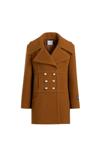 Manteau croisé en laine - Mahogany