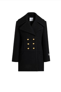Black / Manteau croisé en laine mélangée éco-responsable