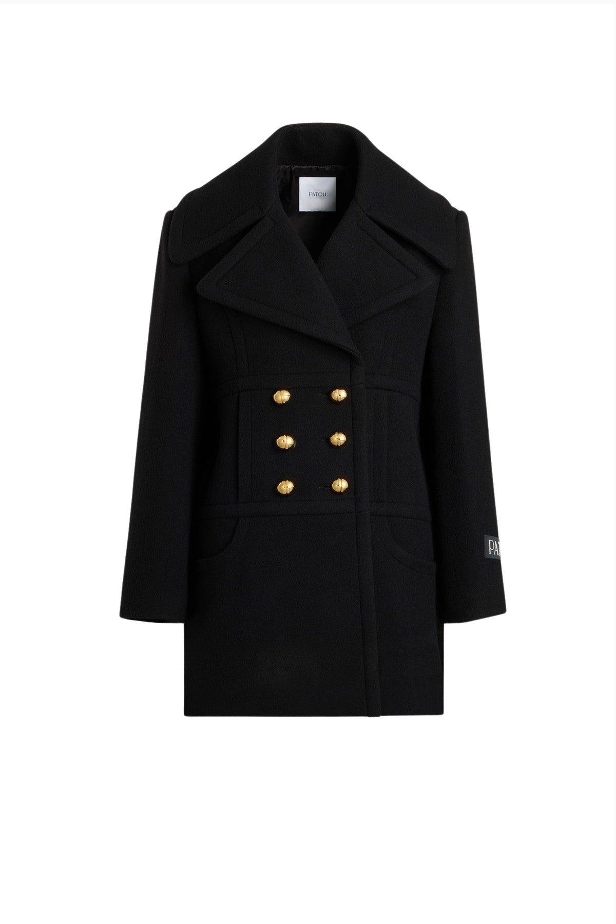Black / Manteau croisé en laine mélangée éco-responsable
