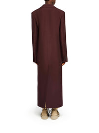 Manteau Long En Satin - Aubergine