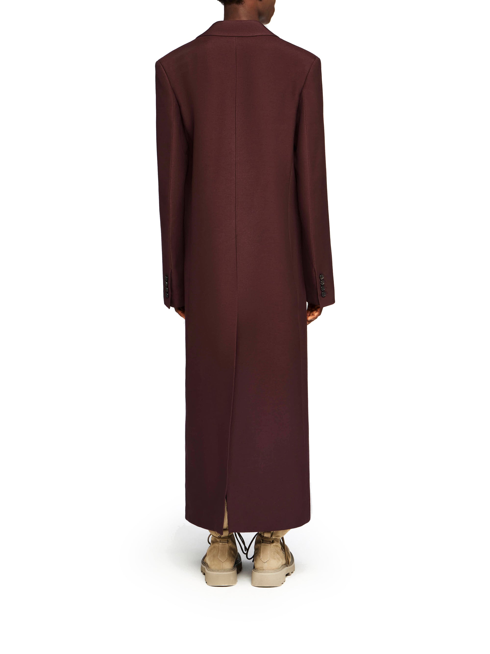 Manteau Long En Satin - Aubergine