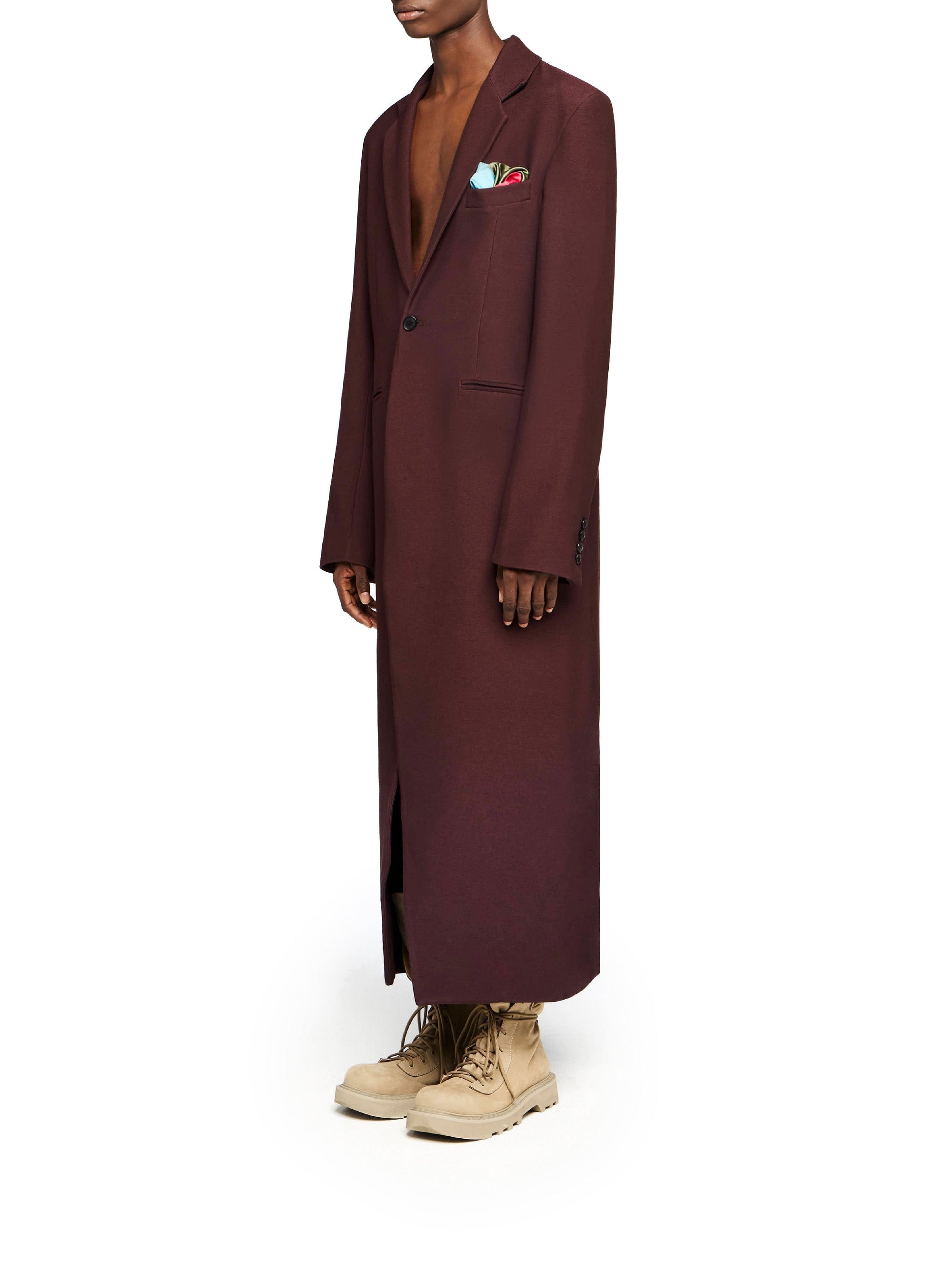 Manteau long en satin - Aubergine