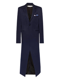 Manteau Long En Satin - Navy