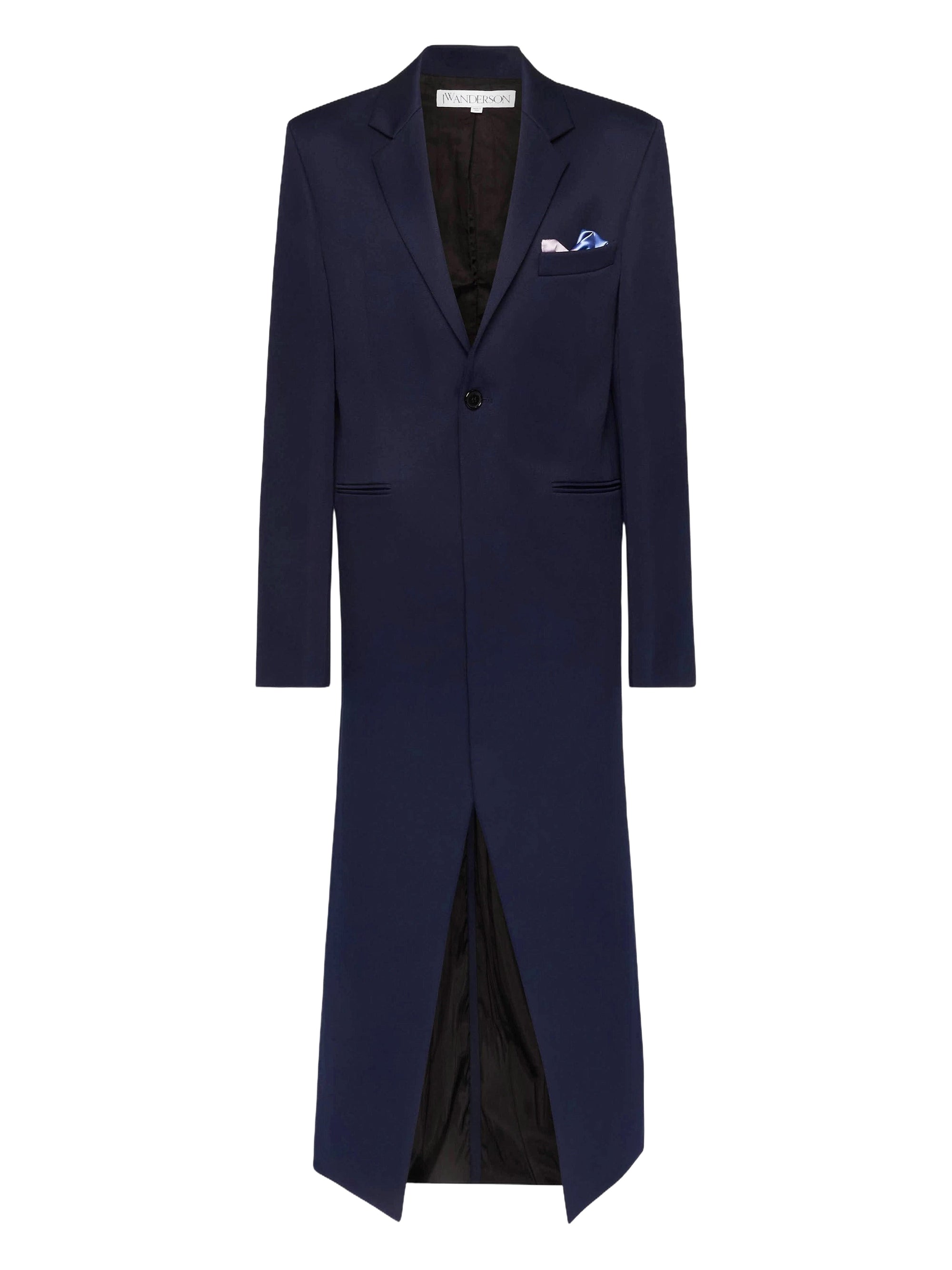 Manteau Long En Satin - Navy
