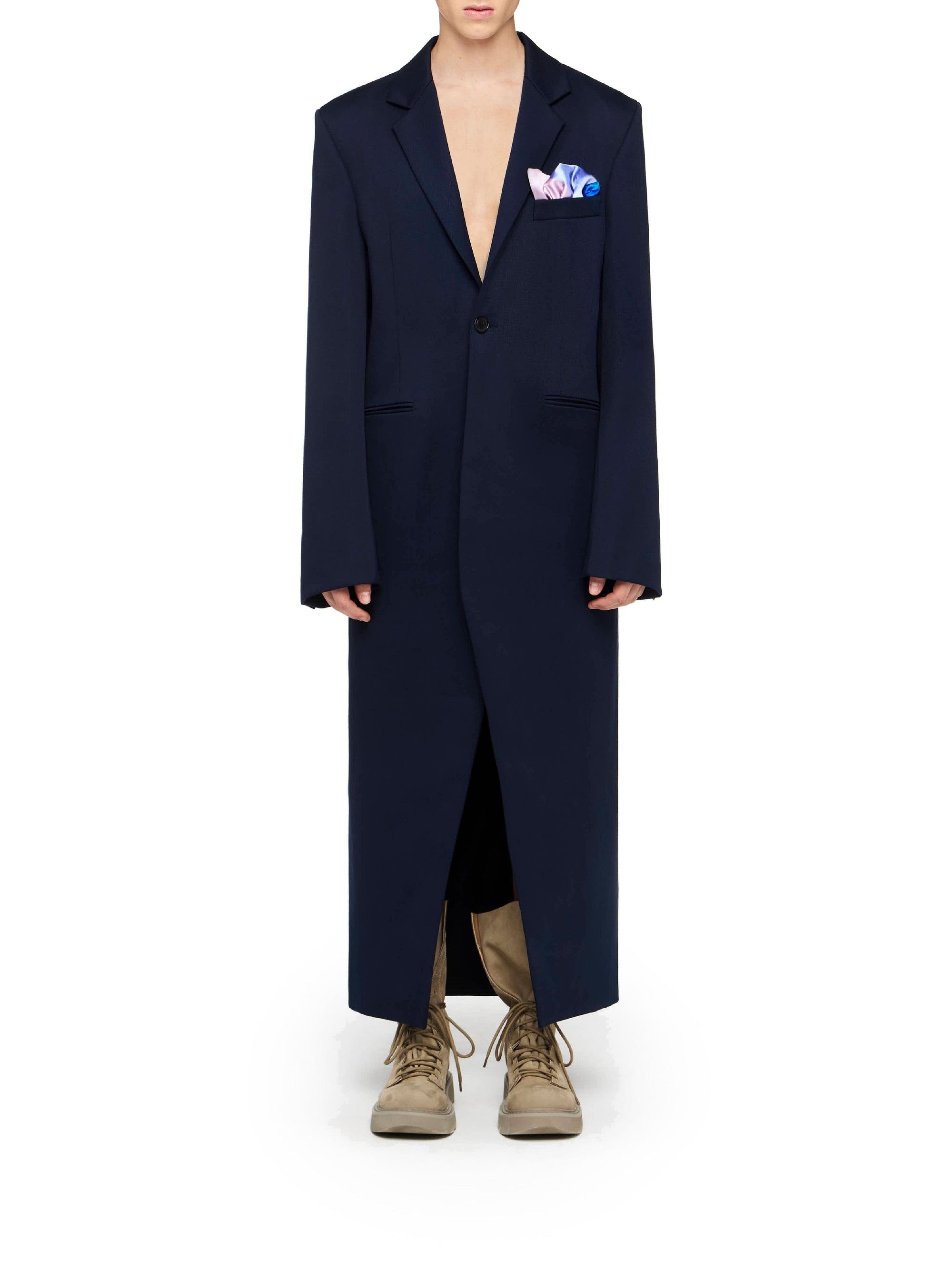 Long satin coat - Navy