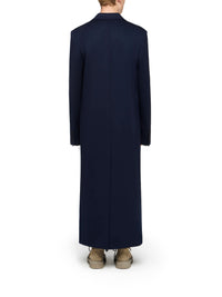 Manteau Long En Satin - Navy