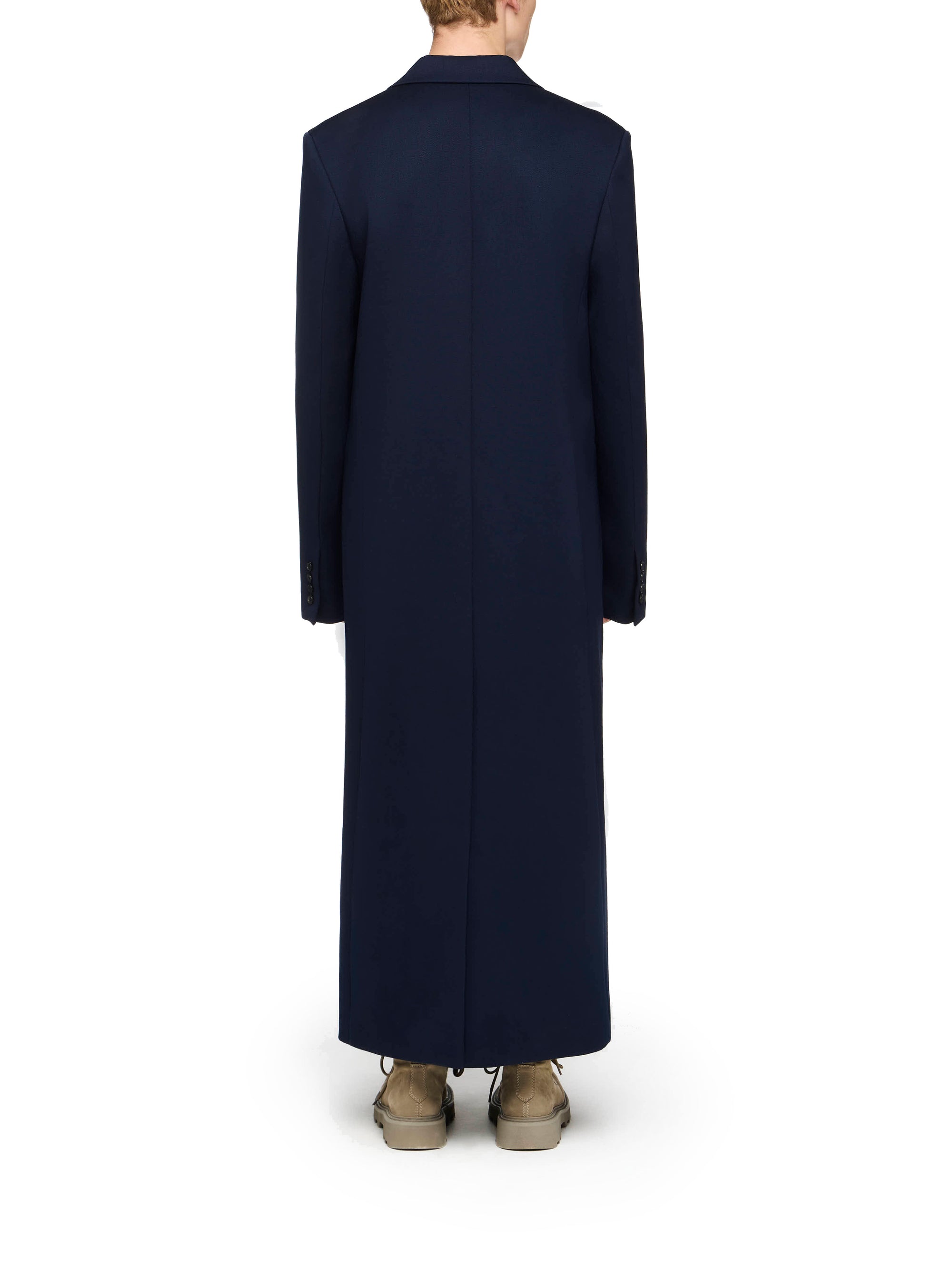 Manteau Long En Satin - Navy