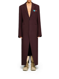 Manteau long en satin - Aubergine