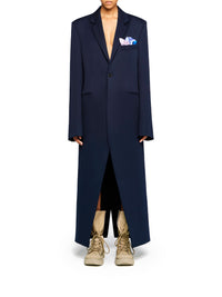 Long satin coat - Navy