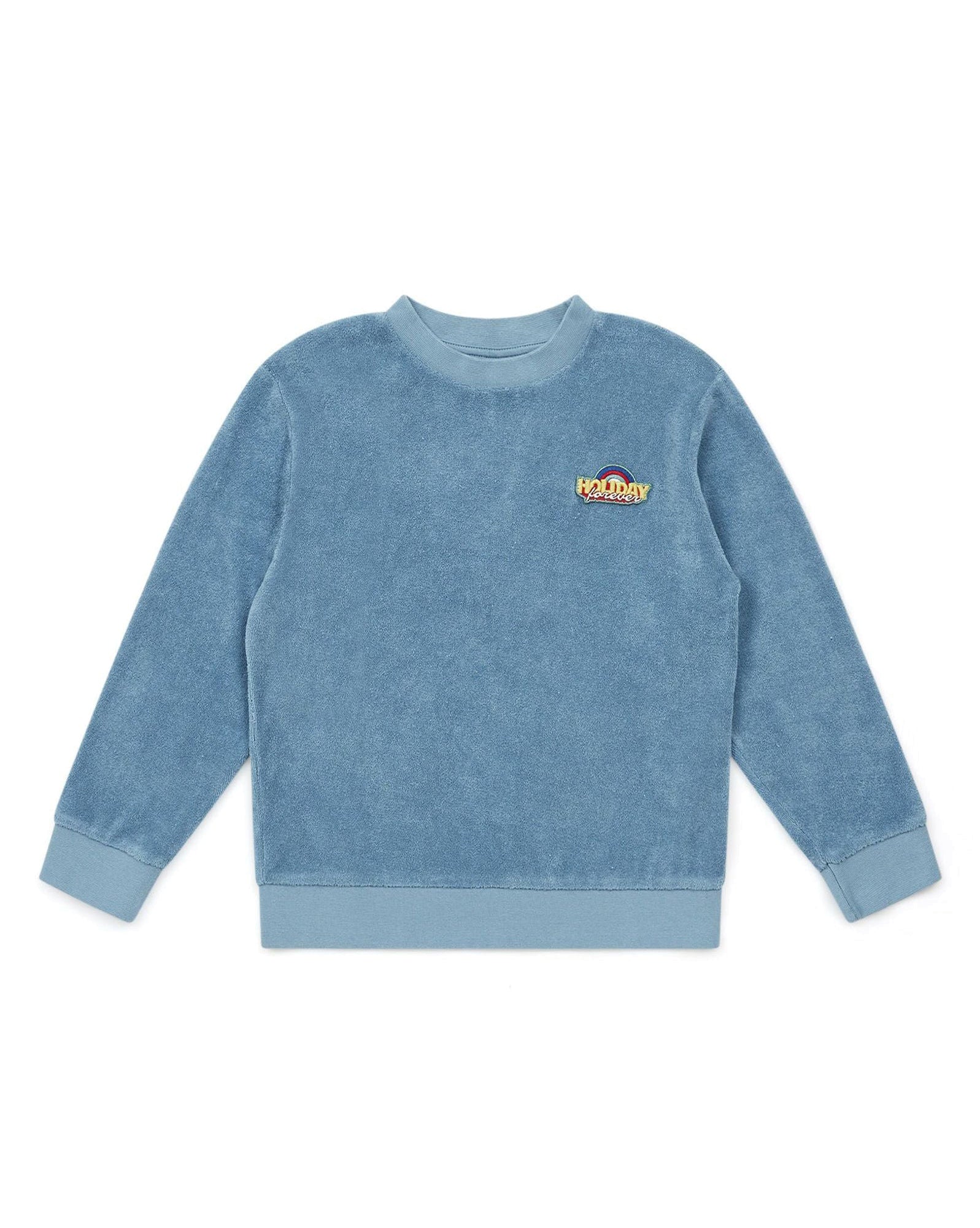 Sweatshirt en velours - Bleu Seventies