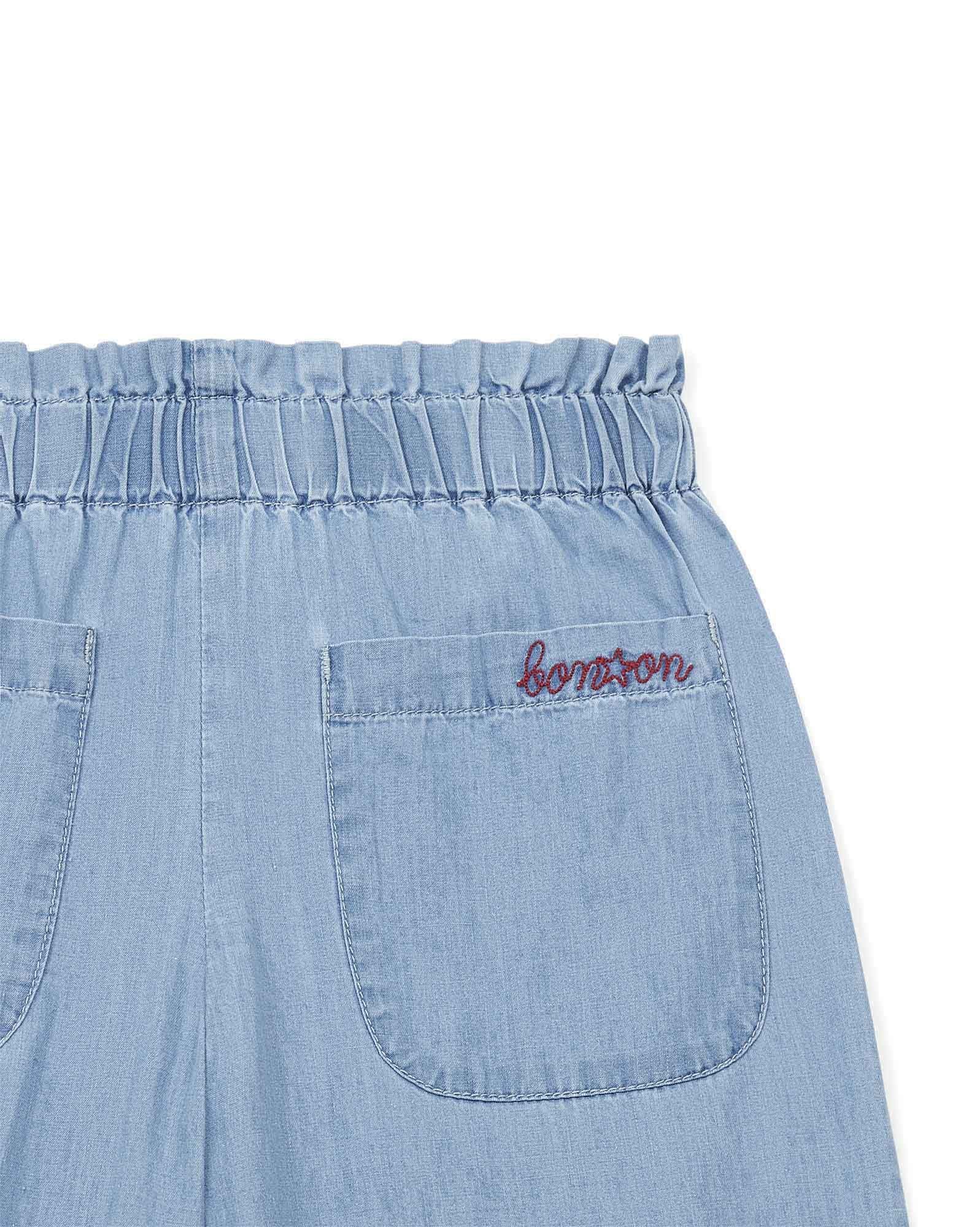 Pantalon à taille élastiquée - Denim Clair