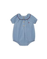 Claudine-neck romper - Denim Clair