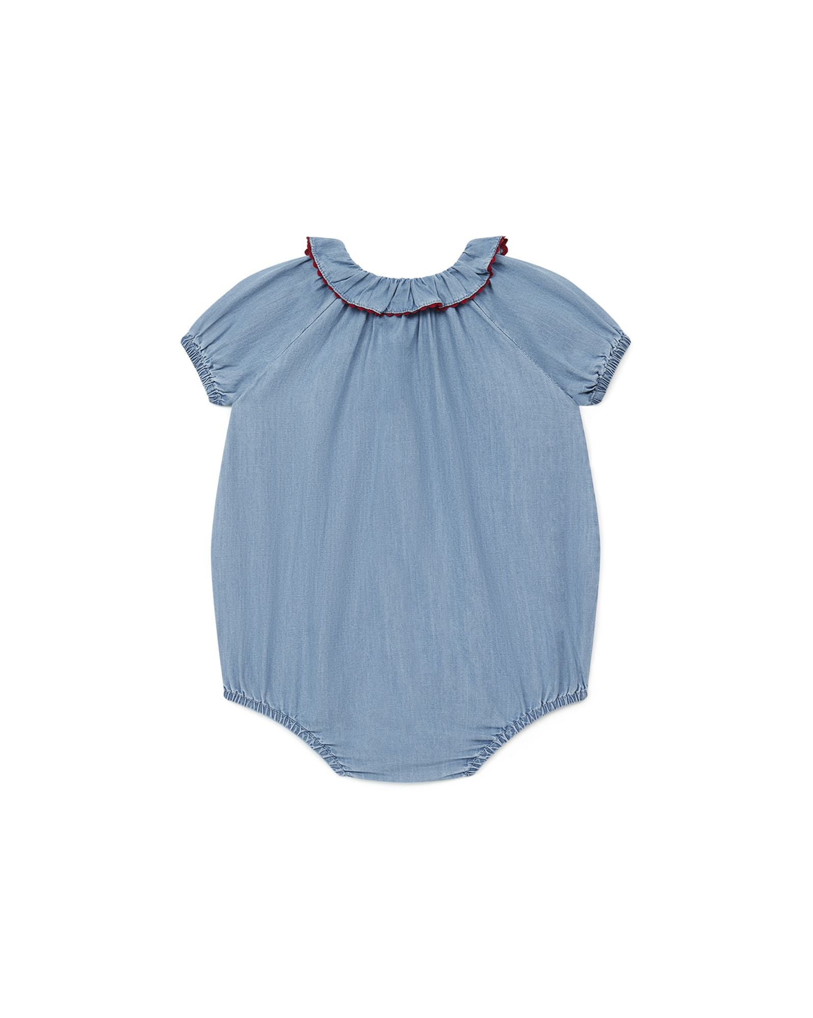 Claudine-neck romper - Denim Clair