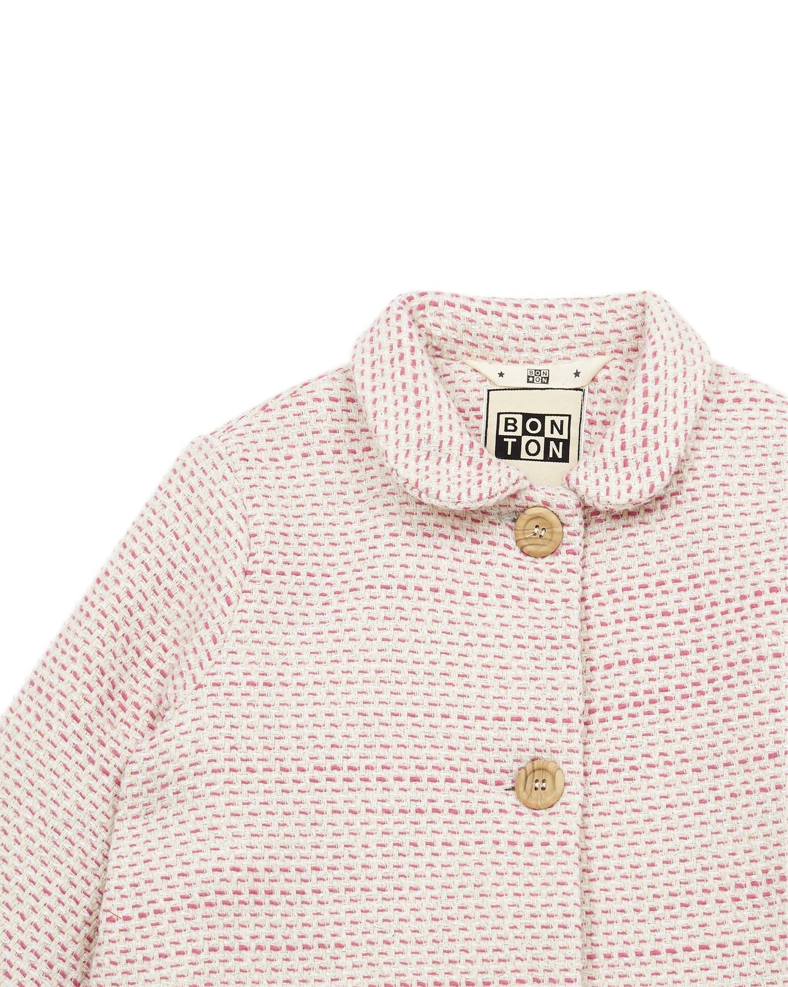 Manteau boutonné - Tweed Rose Crème