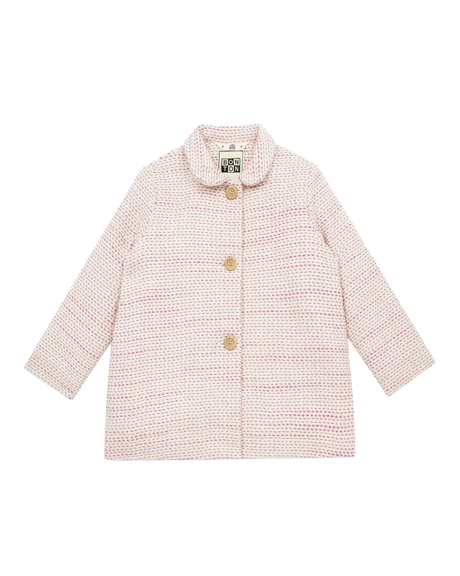 Manteau boutonné - Tweed Rose Crème