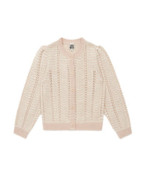 Leather-effect button cardigan - Rose Coquillage